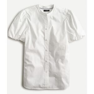 J Crew Classic Fit Short Puff Sleeve Button Shirt Mock Neck